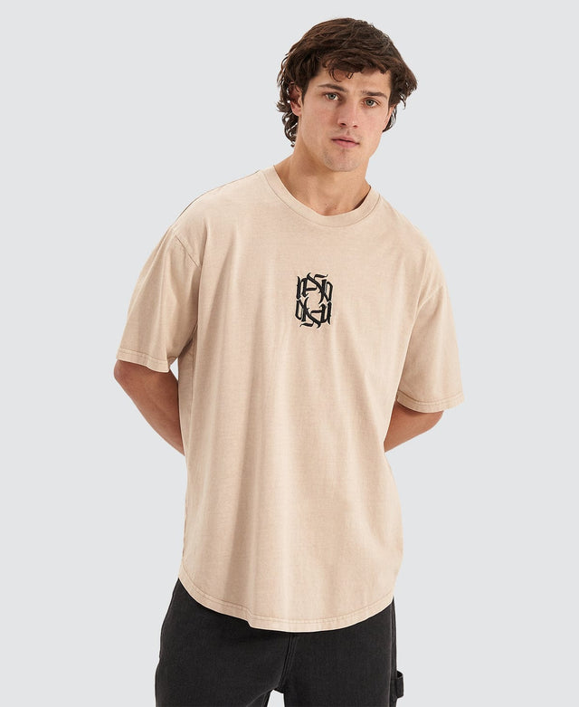 Nena & Pasadena Reminder Heavy Box Fit Scoop T-Shirt Pigment Oxford Tan