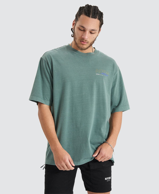 Nena & Pasadena Sandboard Heavy Oversized Tee - Pigment Silver Pine GREEN