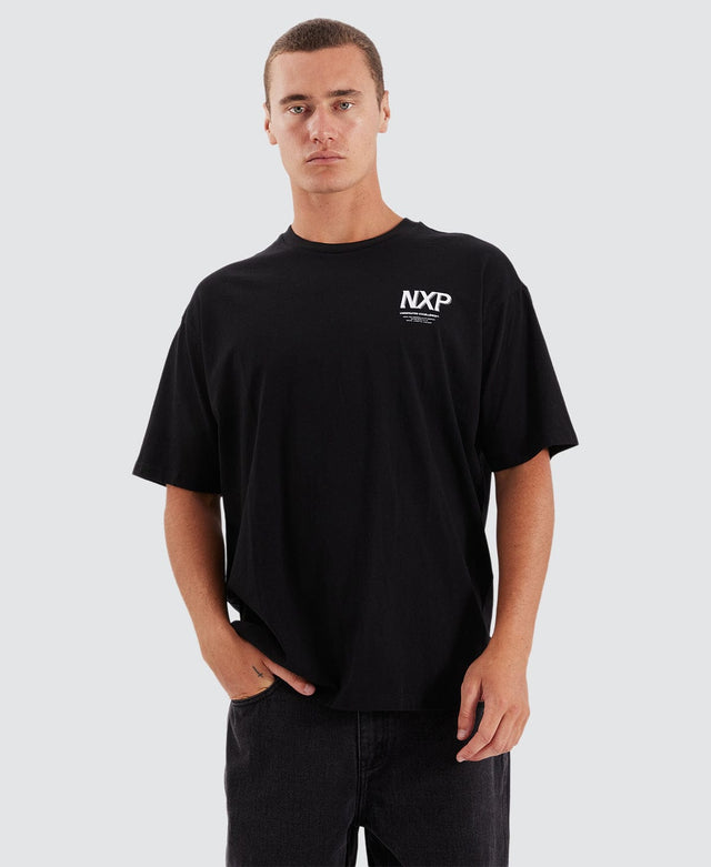 model wears Suspension Heavy Box Fit Tee Jet Black T-Shirts Black - image 5