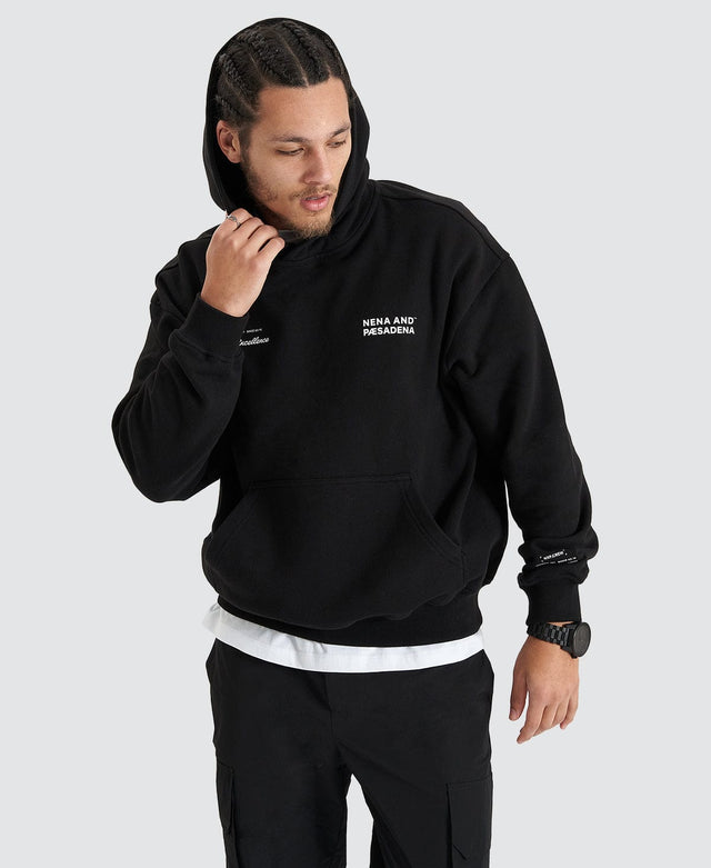 Nena & Pasadena Umpire Heavy Box Fit Hooded Sweater - Jet Black BLACK
