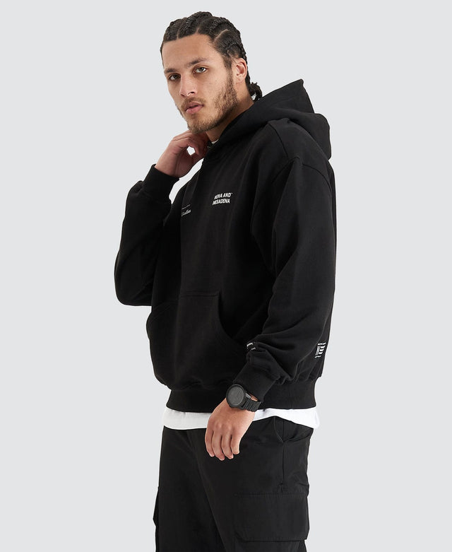 Nena & Pasadena Umpire Heavy Box Fit Hooded Sweater - Jet Black BLACK