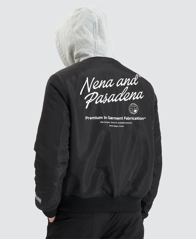 Nena & Pasadena Wingsuit Hooded Bomber Jacket - Jet Black BLACK