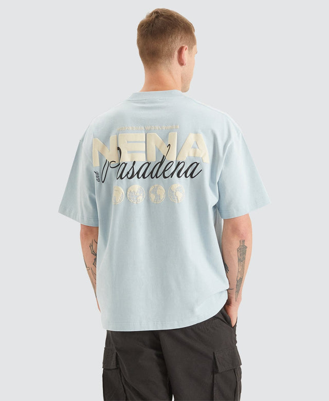 model wears Worldwide Heavy Street Tee Baby Blue T-Shirts Blue - image 1