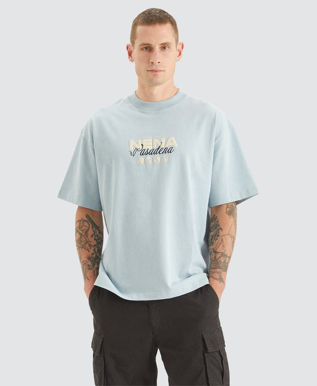 model wears Worldwide Heavy Street Tee Baby Blue T-Shirts Blue - image 2