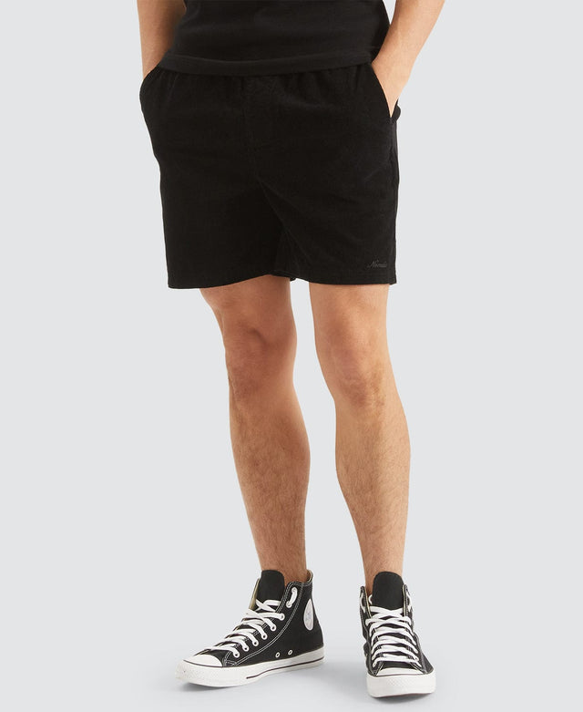 model wears Bonfire Cord Elasticated Shorts Black Shorts Black - image 1