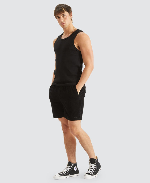 model wears Bonfire Cord Elasticated Shorts Black Shorts Black - image 2