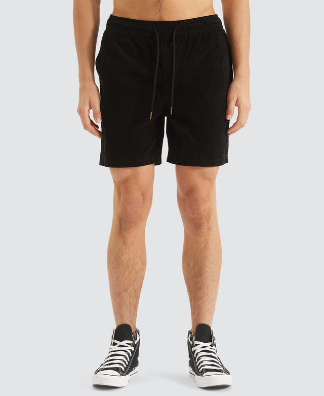model wears Bonfire Cord Elasticated Shorts Black Shorts Black - image 7