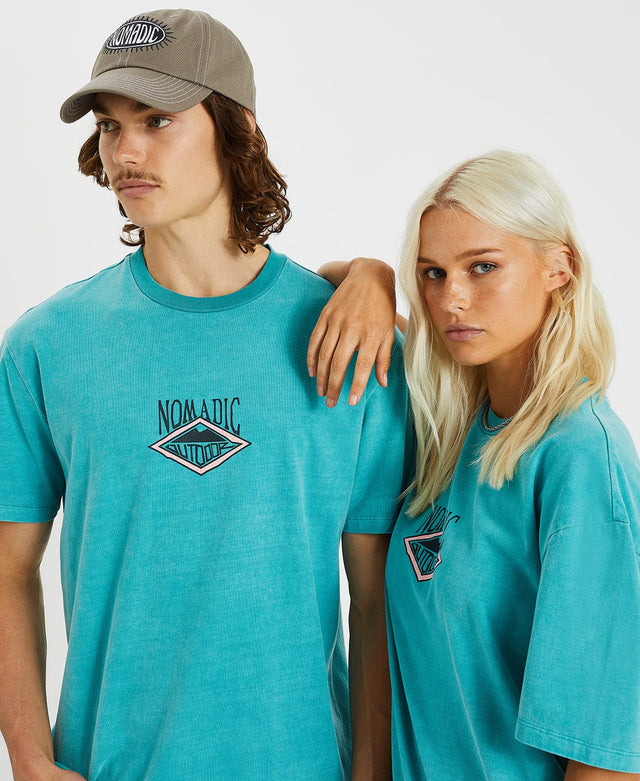 model wears Camper Box Fit T-Shirt Pigment Blue T-Shirts Blue - image 3