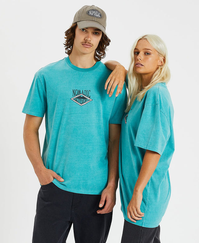 model wears Camper Box Fit T-Shirt Pigment Blue T-Shirts Blue - image 1
