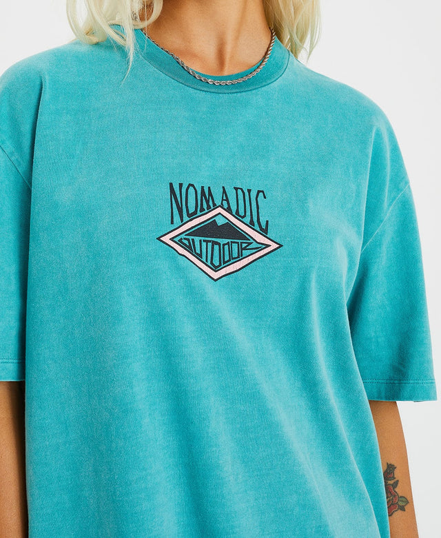 model wears Camper Box Fit T-Shirt Pigment Blue T-Shirts Blue - image 2