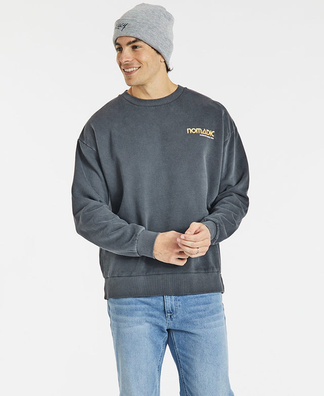 model wears Cavalier Relaxed Jumper Pigment Asphalt Black Jumpers Black - image 2