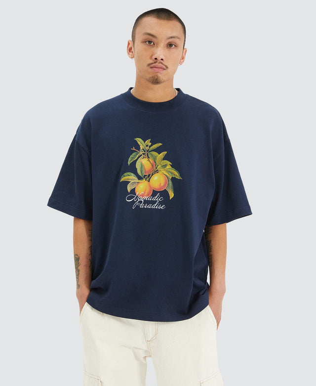 model wears Citrus Heavy Street T-Shirt Navy Blue T-Shirts Blue - image 1