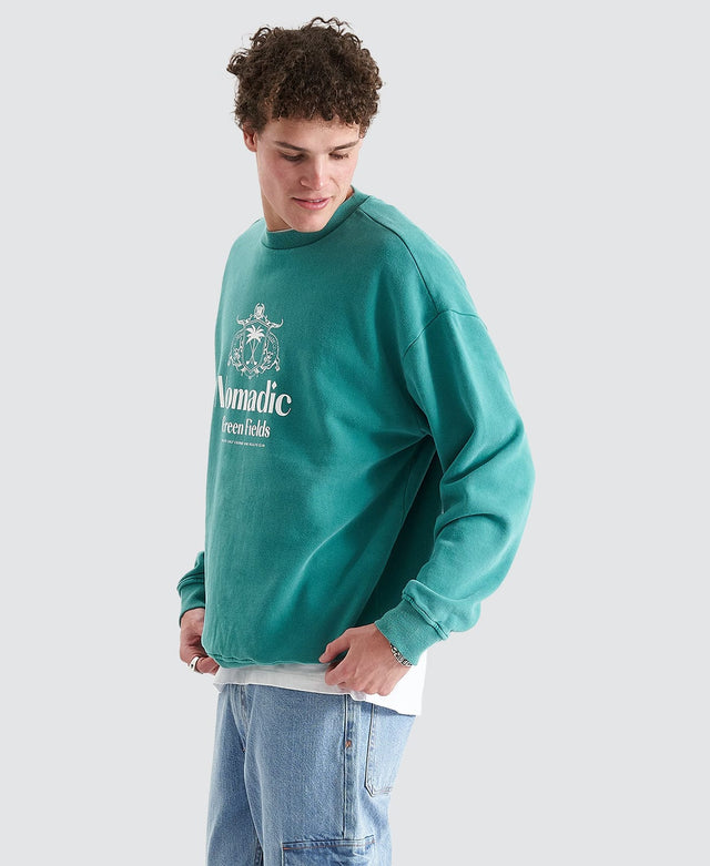 model wears Dunes Relaxed Sweater Pigment Deep Jungle Jumpers Green - image 3