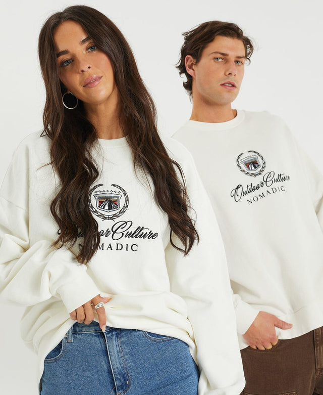 model wears Escalade Relaxed Jumper Off White Jumpers White - image 1