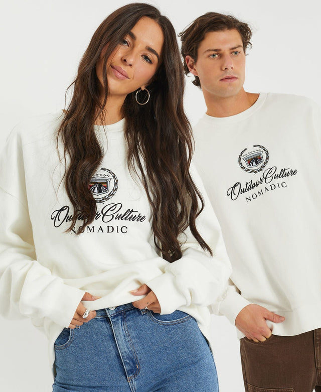 model wears Escalade Relaxed Jumper Off White Jumpers White - image 4