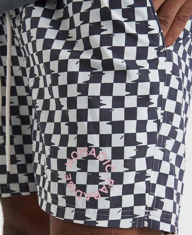 Nomadic Esplanade Beach Short - Asphalt Check Multi Colour