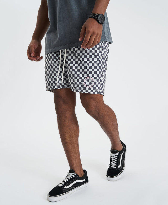 Nomadic Esplanade Beach Short - Asphalt Check Multi Colour