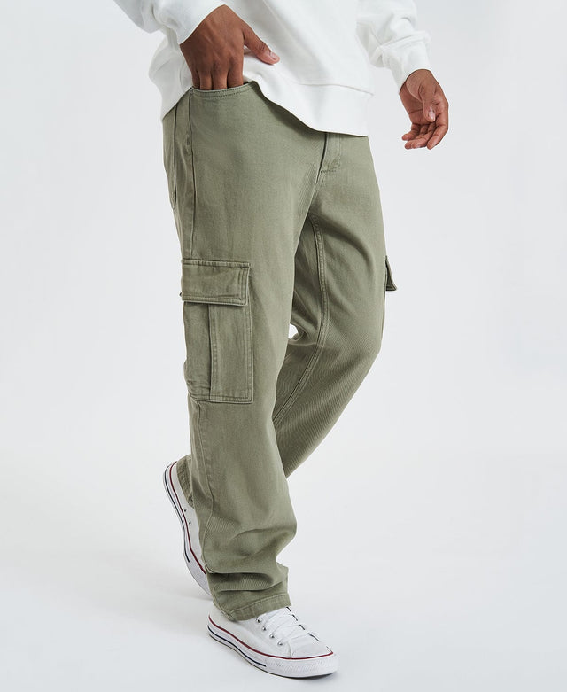 model wears Grayson Cargo Jeans Vintage Khaki Pants Green - image 1