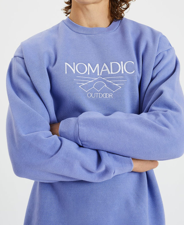 model wears Marbella Heavy Relaxed Crew Jumper Lolite Blue Jumpers Blue - image 2