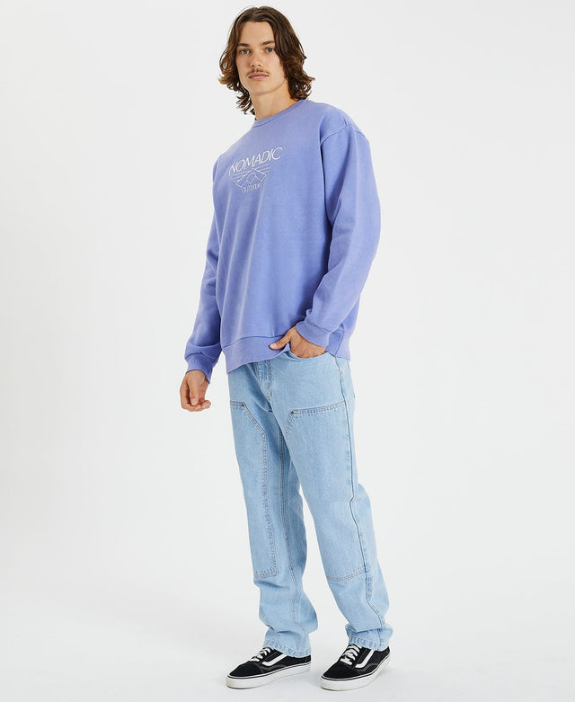 model wears Marbella Heavy Relaxed Crew Jumper Lolite Blue Jumpers Blue - image 3