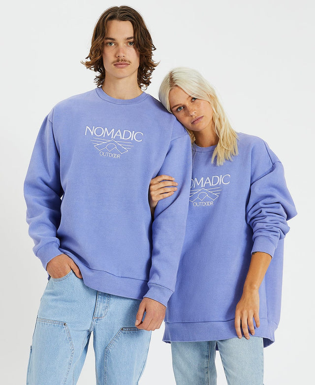 model wears Marbella Heavy Relaxed Crew Jumper Lolite Blue Jumpers Blue - image 1