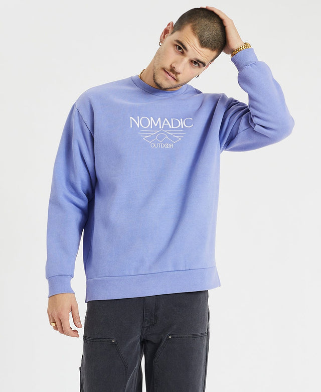 model wears Marbella Heavy Relaxed Crew Jumper Lolite Blue Jumpers Blue - image 5