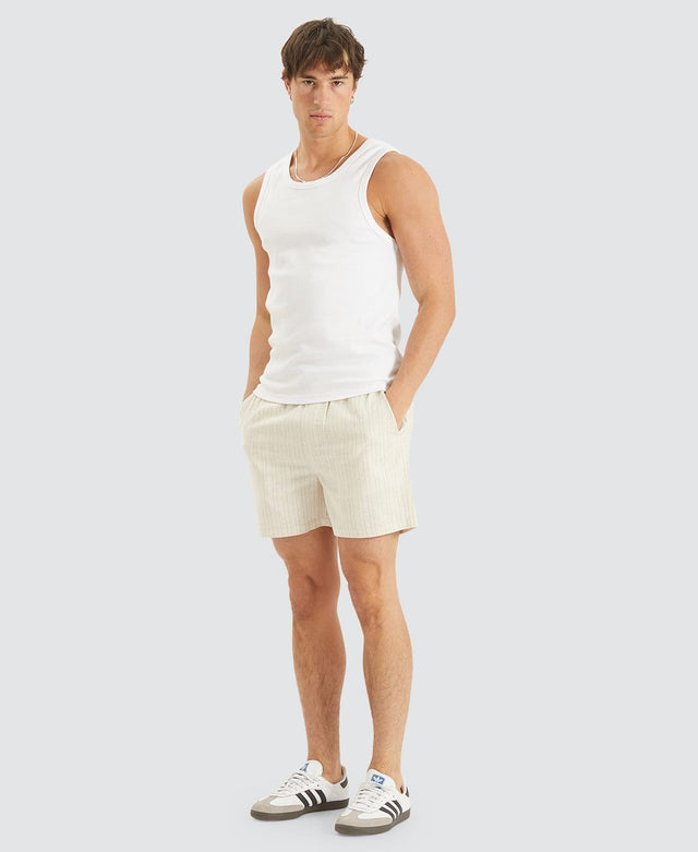Nomadic Paloma Linen Striped Shorts Oatmeal