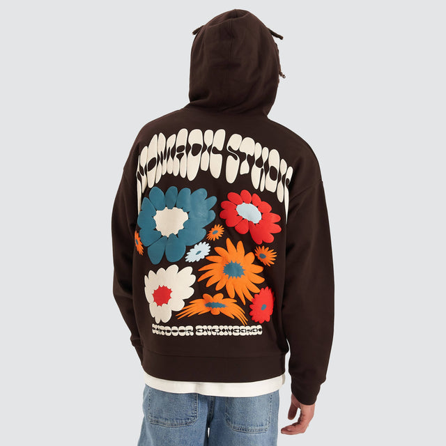 model wears Bouquet Oversized Hoodie Dark Chocolate Hoodies Brown - image 1