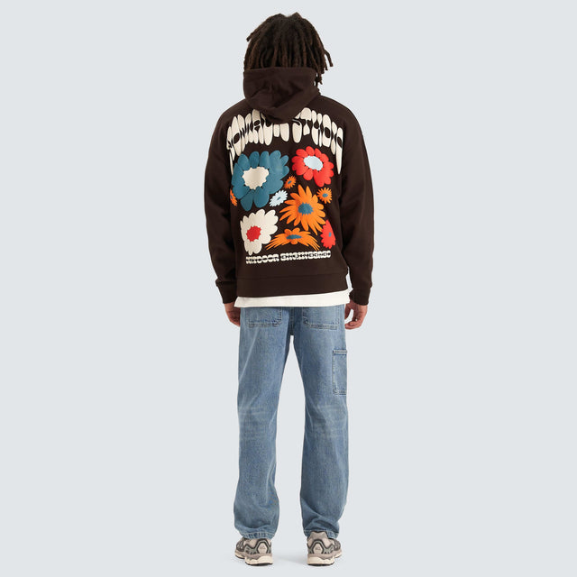 model wears Bouquet Oversized Hoodie Dark Chocolate Hoodies Brown - image 3