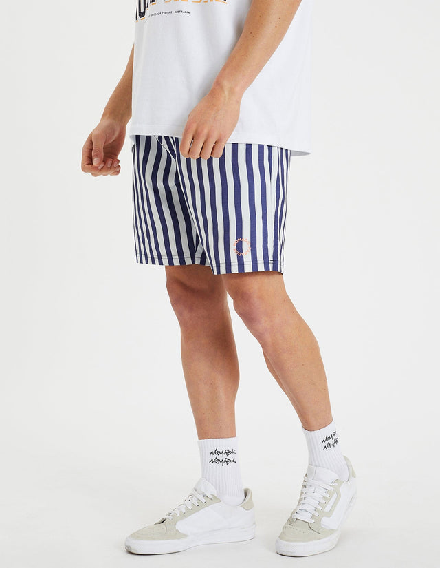 model wears Celtic Beach Short Cobalt Stripe Shorts Blue - image 5