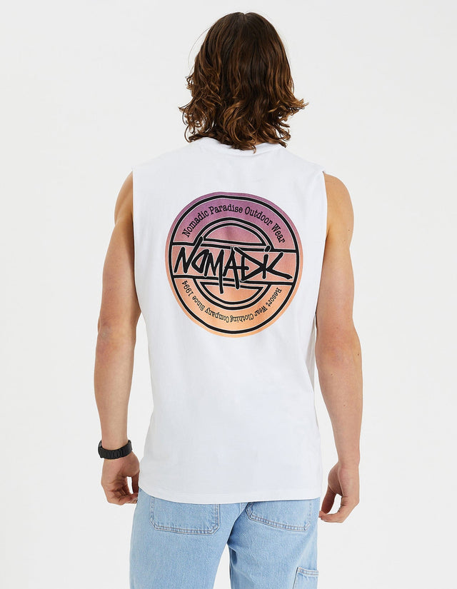 model wears Central Muscle Optical White Muscle Tees White - image 2