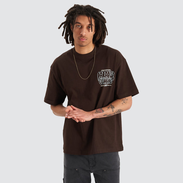 model wears Climber Street Tee Dark Chocolate T-Shirts Brown - image 2