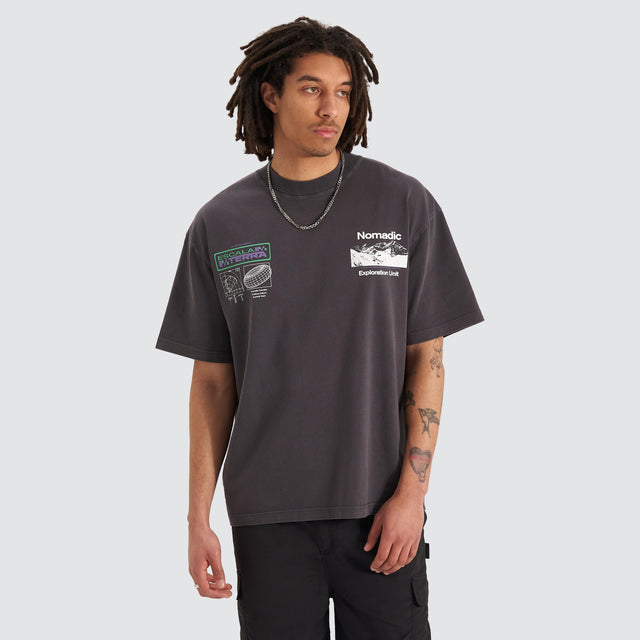 model wears Exploration Street Tee Pigment Black T-Shirts Black - image 2