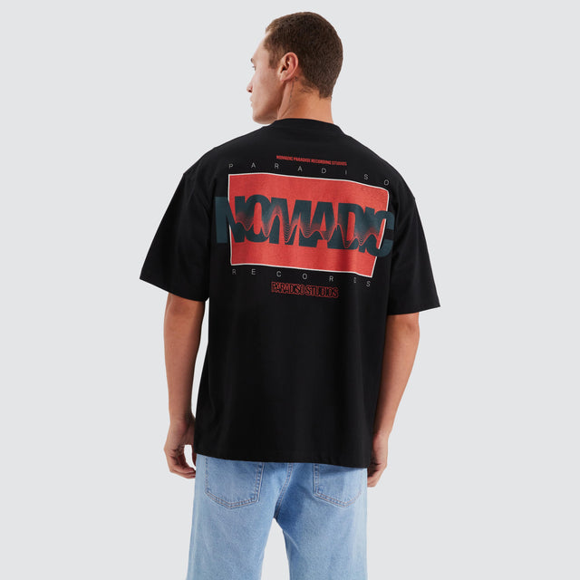 model wears Records Street Tee Jet Black T-Shirts Black - image 1