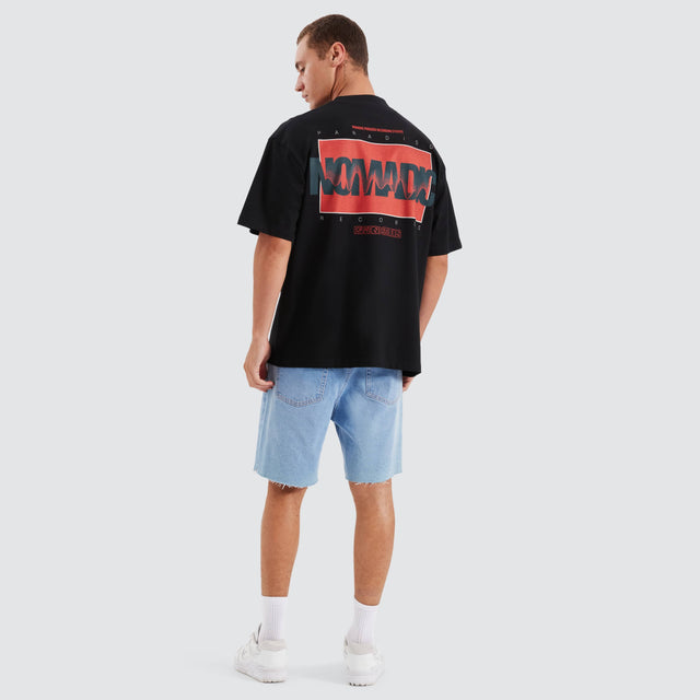 model wears Records Street Tee Jet Black T-Shirts Black - image 3