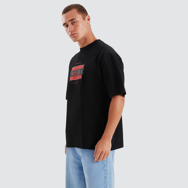 model wears Records Street Tee Jet Black T-Shirts Black - image 7