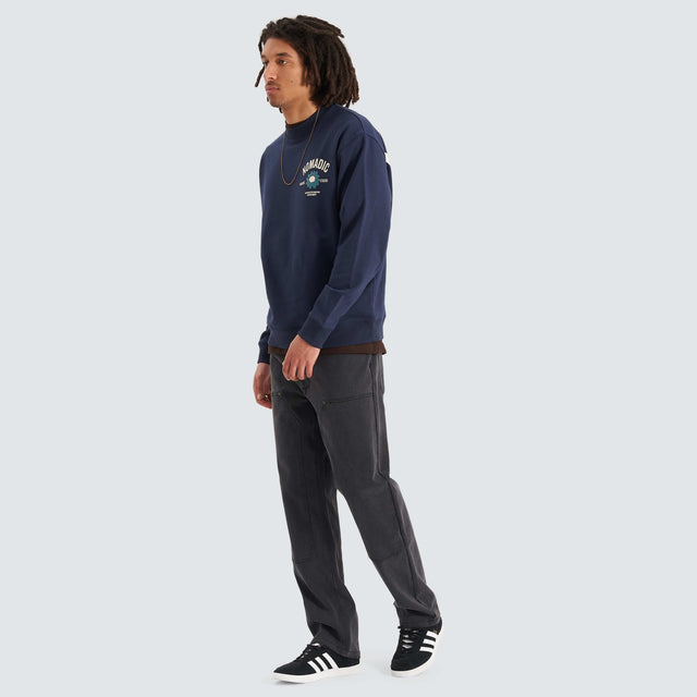 model wears Studio Crew Neck Sweater Navy Jumpers Navy - image 6