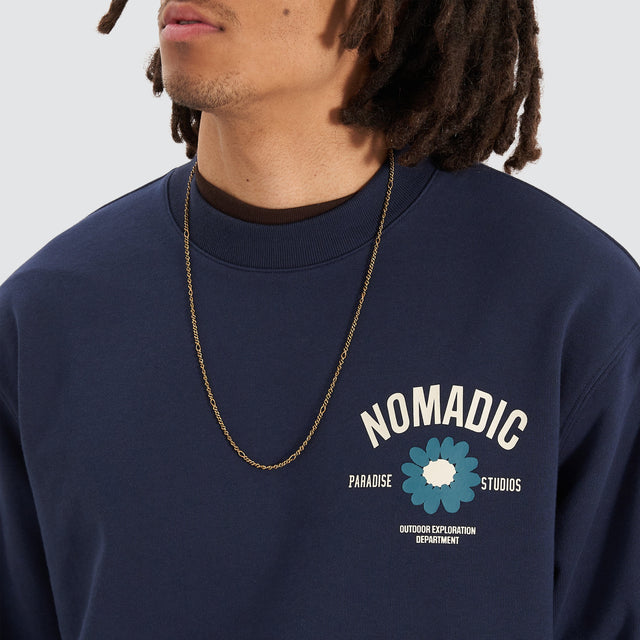 model wears Studio Crew Neck Sweater Navy Jumpers Navy - image 5