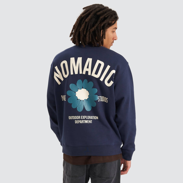 model wears Studio Crew Neck Sweater Navy Jumpers Navy - image 1