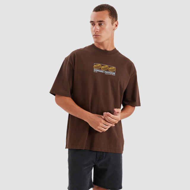 model wears Summit Street Tee Chocolate Brown T-Shirts Brown - image 2