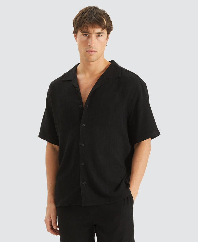 Nomadic Stoked Cropped Resort Shirt Black