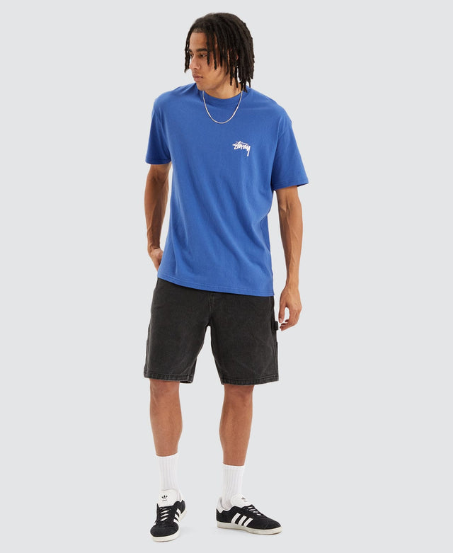 model wears Big Stock Short Sleeve T-Shirt Blue T-Shirts Blue - image 3