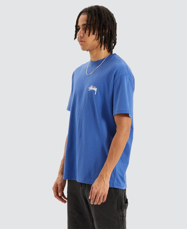 model wears Big Stock Short Sleeve T-Shirt Blue T-Shirts Blue - image 2
