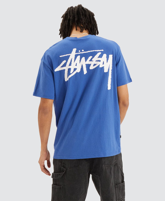 model wears Big Stock Short Sleeve T-Shirt Blue T-Shirts Blue - image 1