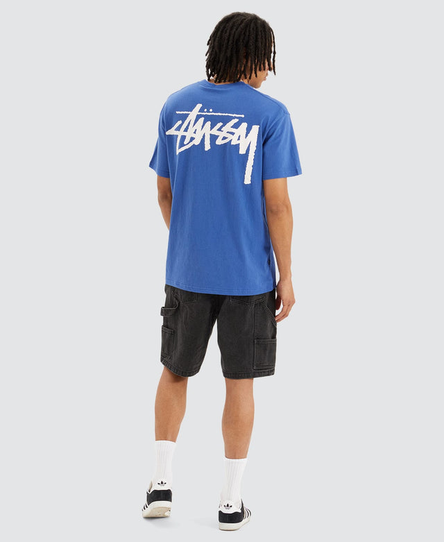 model wears Big Stock Short Sleeve T-Shirt Blue T-Shirts Blue - image 4