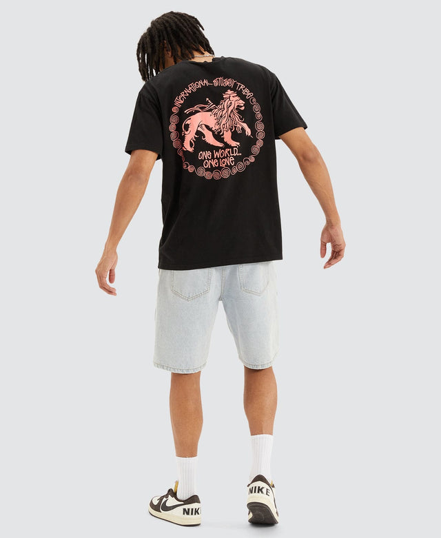 Stussy IST LION 50-50 PIGMENT SS TEE - Black BLACK