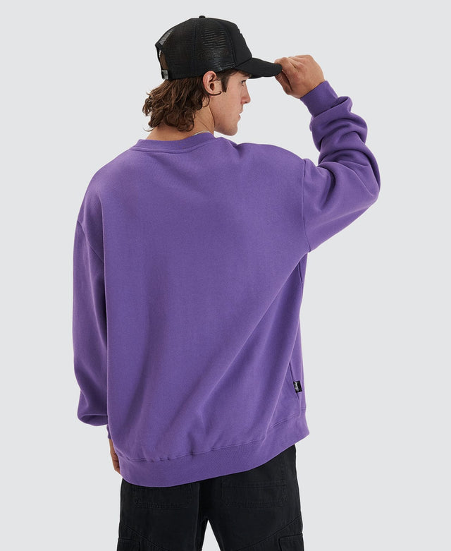 Stussy SOLID STOCK EMBROIDERY CREW - BRIGHT VIOLET PURPLE