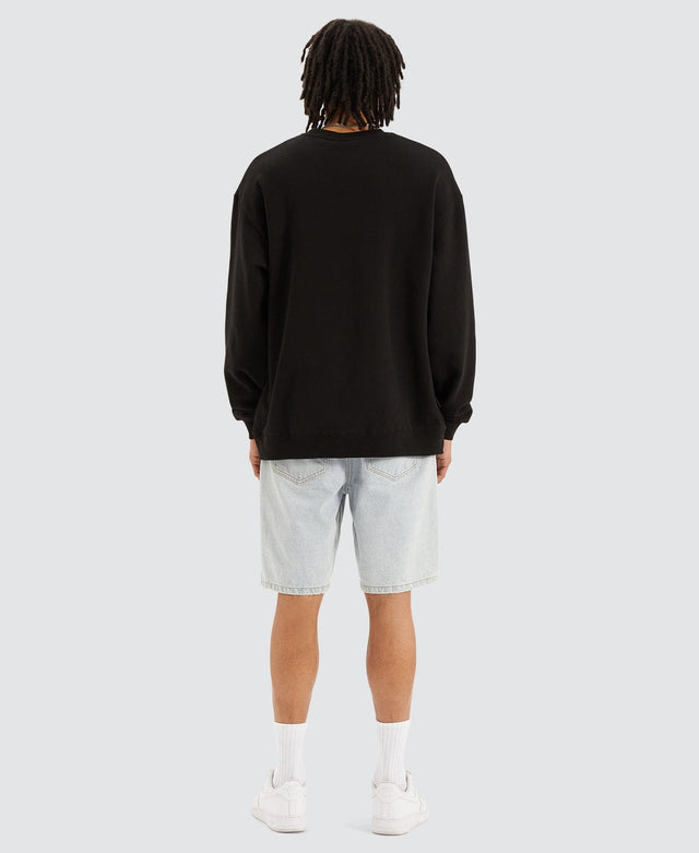 Stussy SOLID WORLD TOUR CREW - Black BLACK