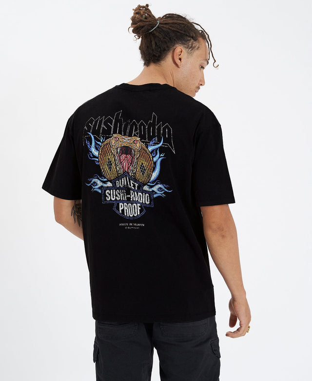 model wears Bullet Proof Box Fit Tee Jet Black T-Shirts Black - image 1