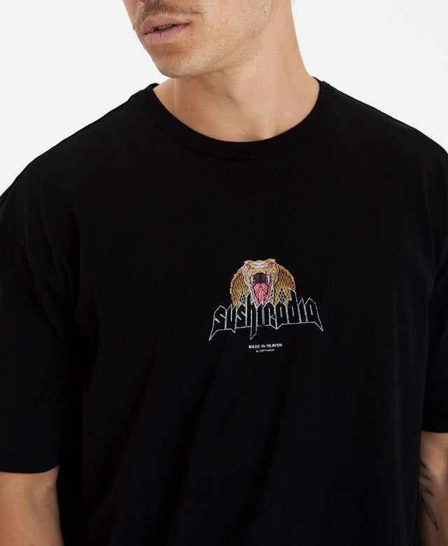 model wears Bullet Proof Box Fit Tee Jet Black T-Shirts Black - image 2